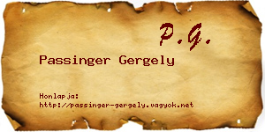 Passinger Gergely névjegykártya